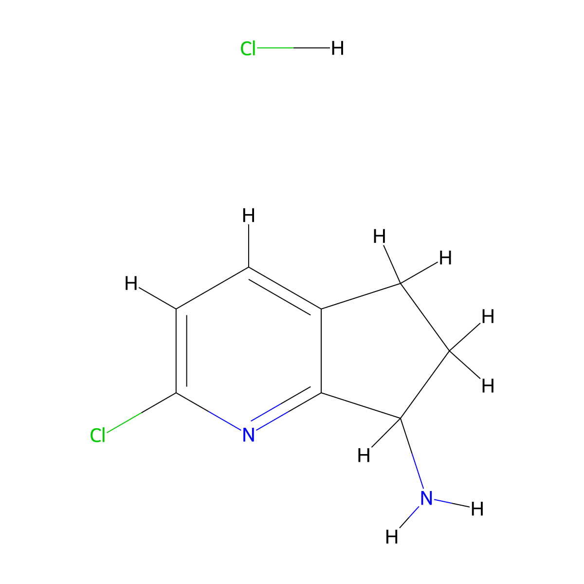 2-chloro-5H,6H,7H-cyclopenta[b]pyridin-7-amine hydrochloride molecular structure, CAS 2375195-32-5