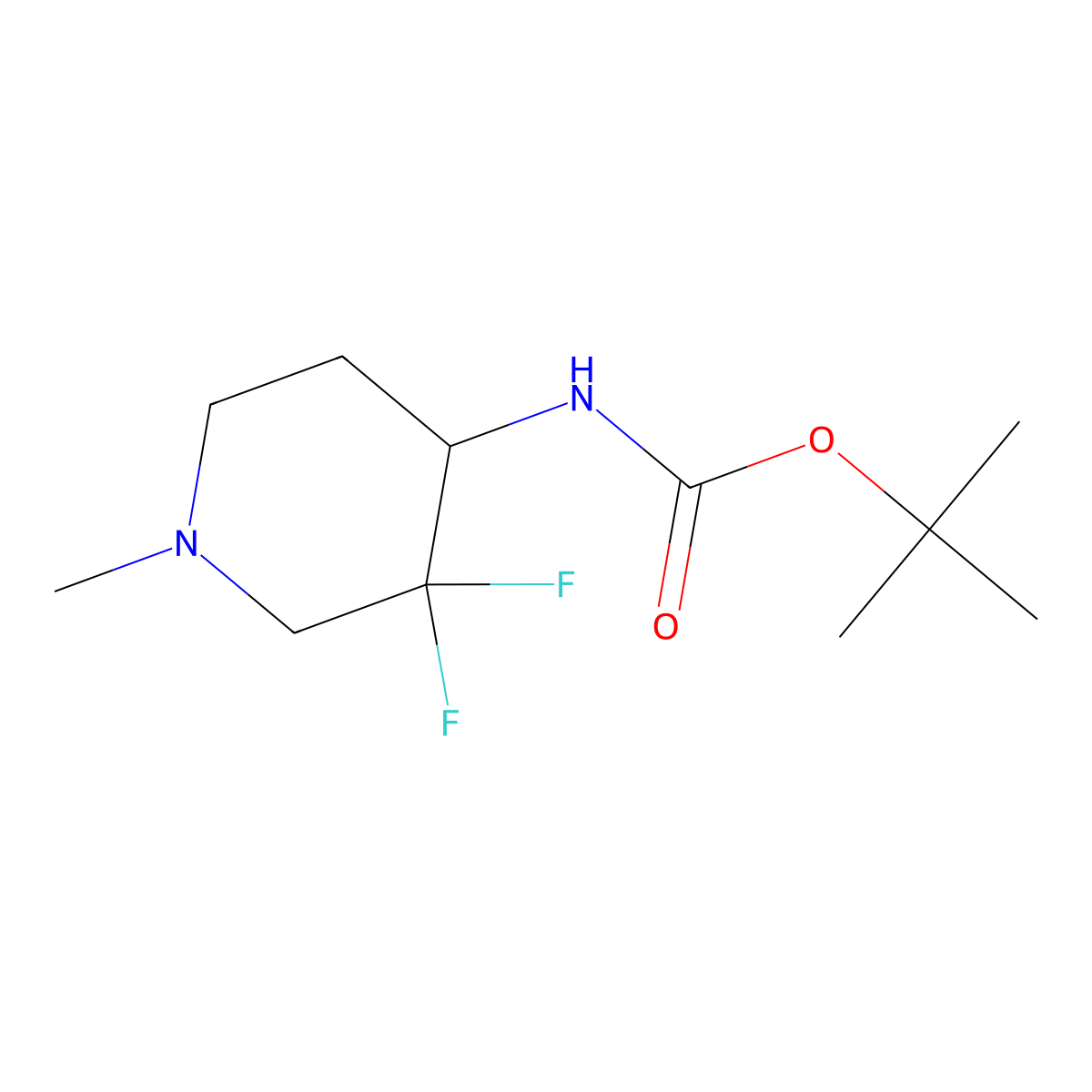 tert-butyl N-(3,3-difluoro-1-methylpiperidin-4-yl)carbamate molecular structure, CAS 2375195-74-5