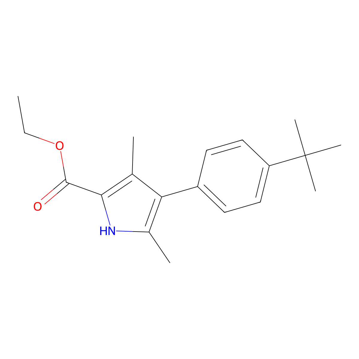 Ethyl 4-[4-(tert-Butyl)phenyl]-3,5-dimethyl-1H-pyrrole-2-carboxylate molecular structure, CAS 2375195-95-0