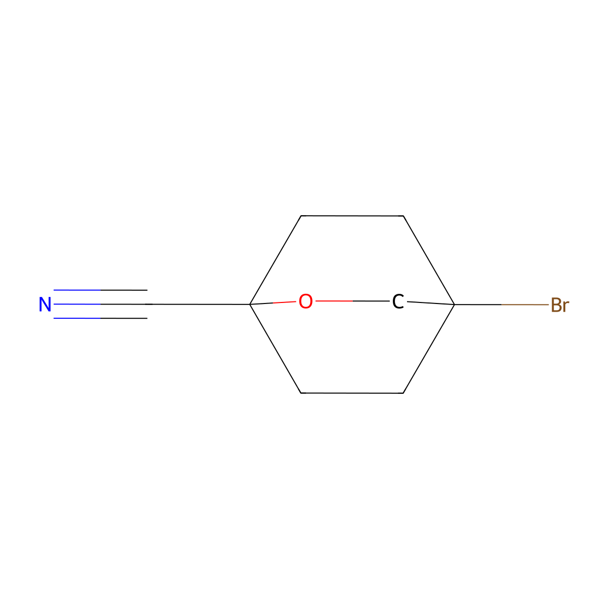 4-Bromo-2-oxabicyclo[2.2.2]octane-1-carbonitrile molecular structure, CAS 2375196-06-6