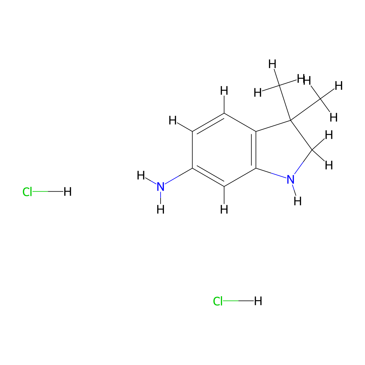 3,3-Dimethylindolin-6-amine dihydrochloride molecular structure, CAS 2375196-07-7