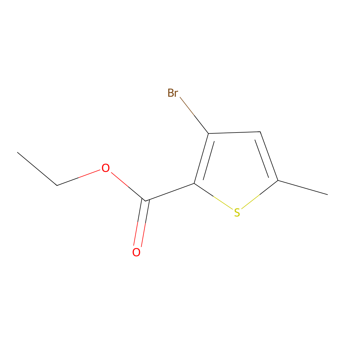Ethyl 3-bromo-5-methyl-2-thiophenecarboxylate molecular structure, CAS 2375196-20-4
