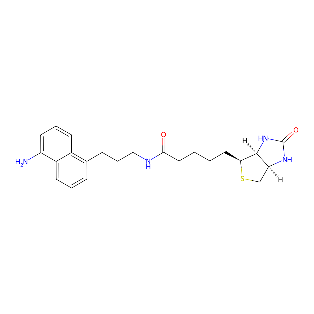 N-(3-(5-Aminonaphthalen-1-yl)propyl)-5-((3aS,4S,6aR)-2-oxohexahydro-1H-thieno[3,4-d]imidazol-4-yl)pentanamide molecular structure, CAS 2375201-60-6