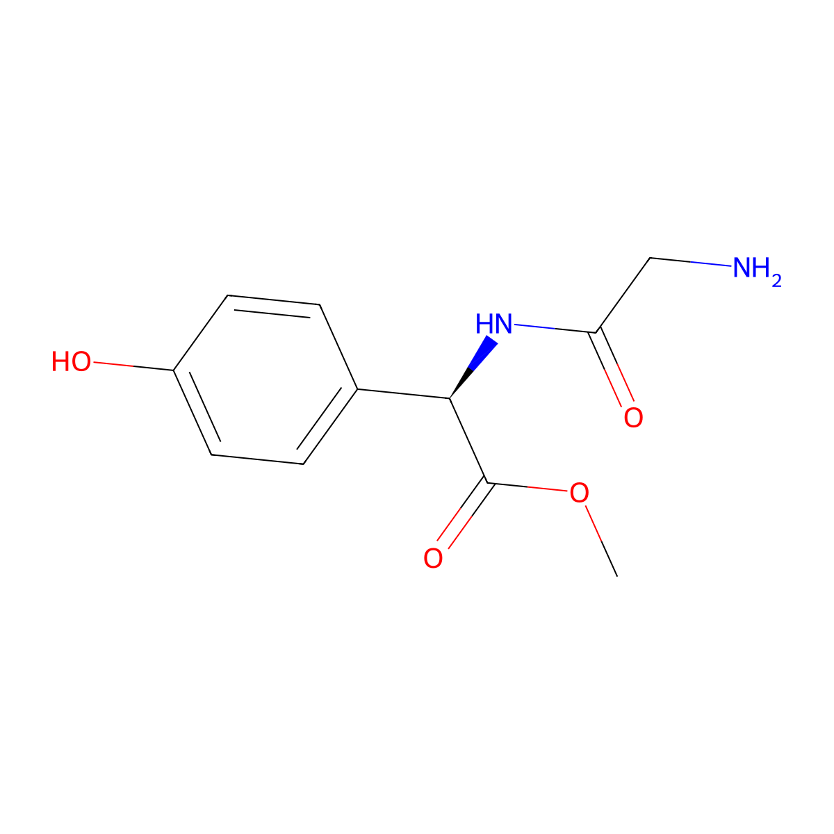 methyl (2R)-2-(2-aminoacetamido)-2-(4-hydroxyphenyl)acetate molecular structure, CAS 2375247-60-0