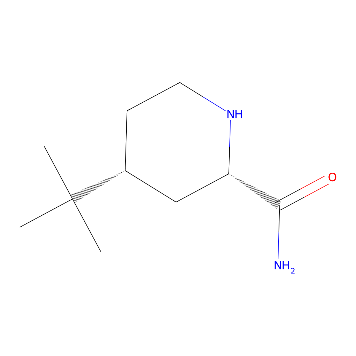 (2S,4R)-4-Tert-butylpiperidine-2-carboxamide molecular structure, CAS 2375247-62-2