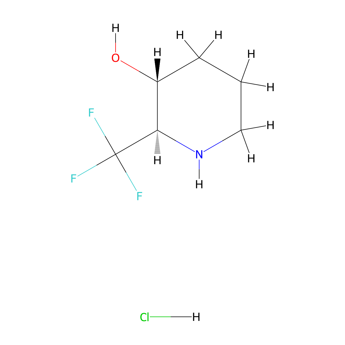 rac-(2R,3R)-2-(trifluoromethyl)piperidin-3-ol hydrochloride molecular structure, CAS 2375247-71-3