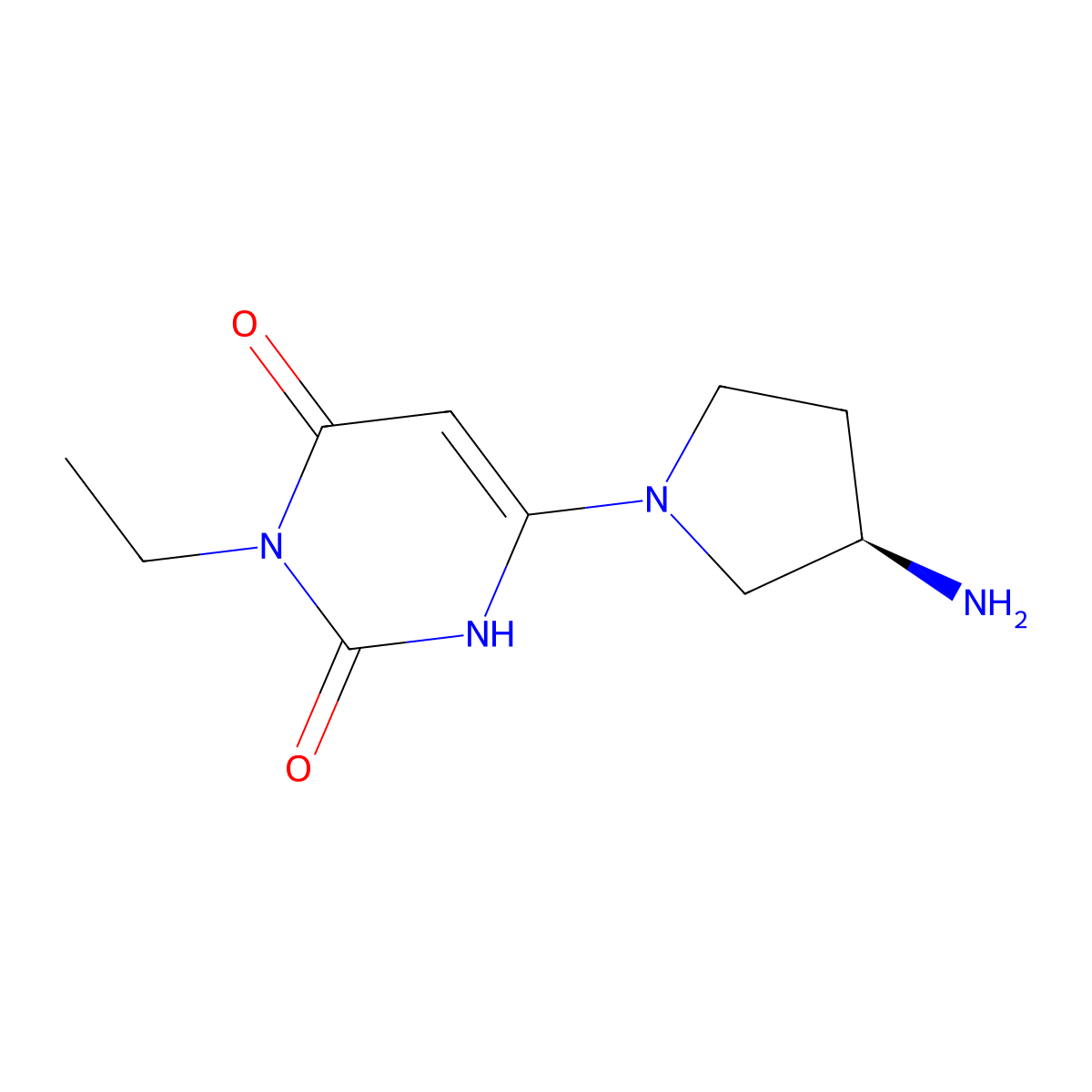 6-[(3R)-3-aminopyrrolidin-1-yl]-3-ethyl-1,2,3,4-tetrahydropyrimidine-2,4-dione molecular structure, CAS 2375247-78-0