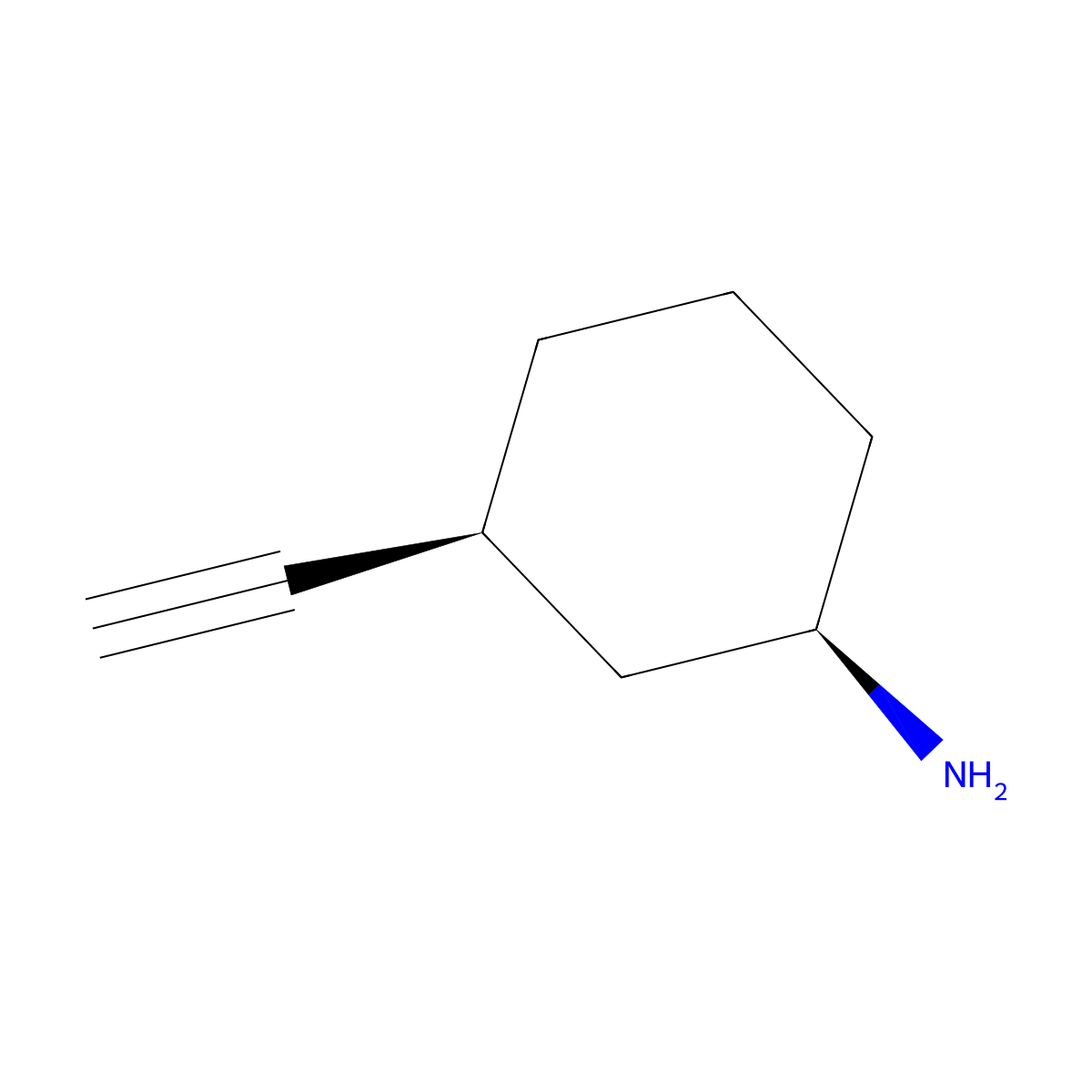 rac-(1R,3S)-3-ethynylcyclohexan-1-amine molecular structure, CAS 2375247-99-5