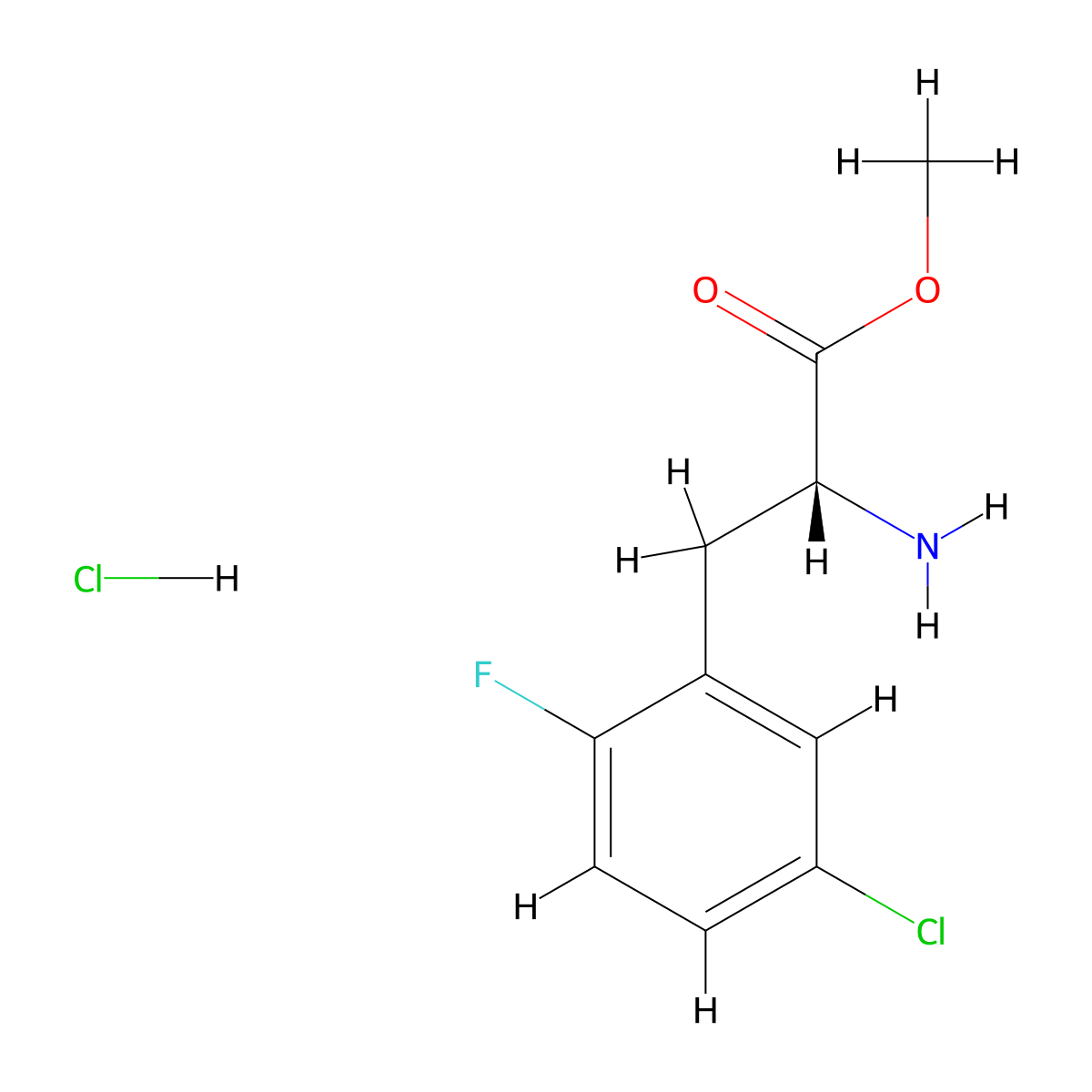 methyl (2R)-2-amino-3-(5-chloro-2-fluorophenyl)propanoate hydrochloride molecular structure, CAS 2375248-01-2
