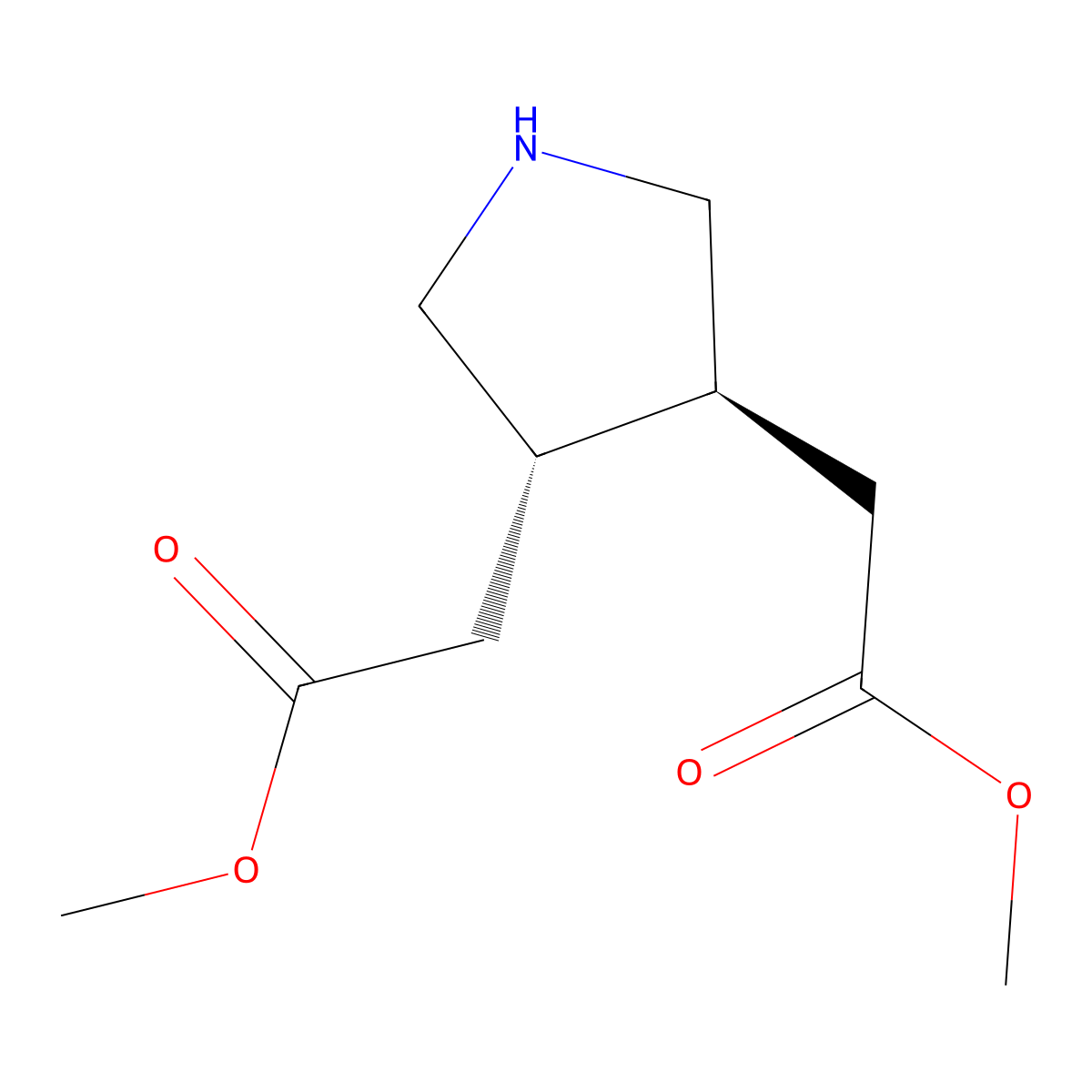rac-methyl 2-[(3R,4R)-4-(2-methoxy-2-oxoethyl)pyrrolidin-3-yl]acetate molecular structure, CAS 2375248-06-7