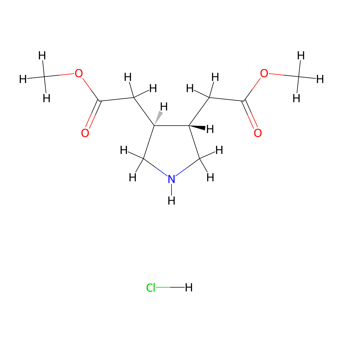 Methyl 2-[(3S,4S)-4-(2-methoxy-2-oxoethyl)pyrrolidin-3-yl]acetate;hydrochloride molecular structure, CAS 2375248-07-8