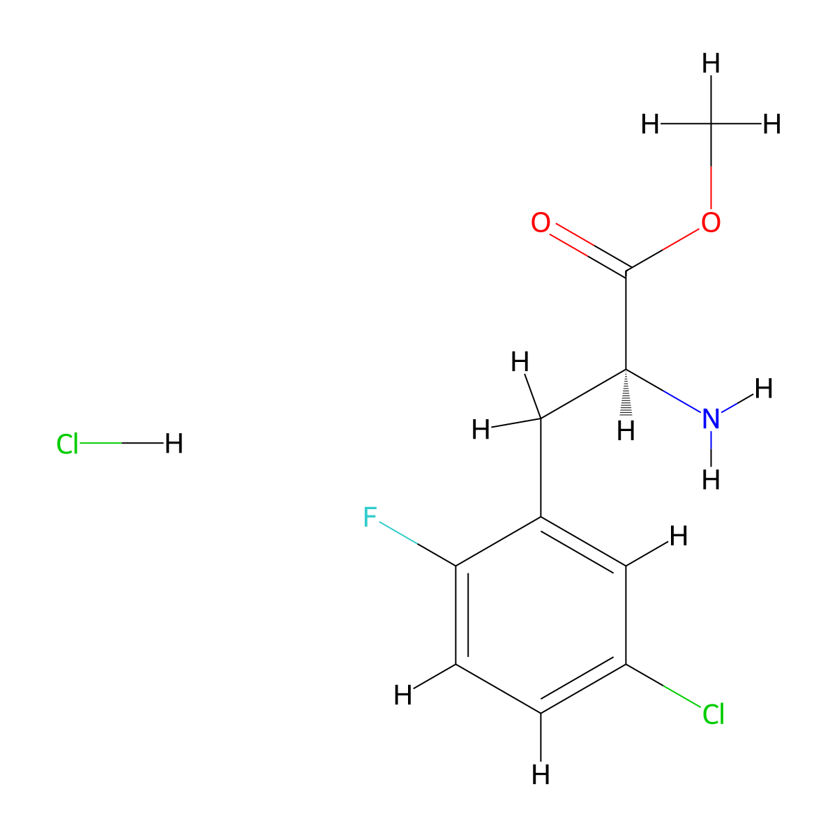 methyl (2S)-2-amino-3-(5-chloro-2-fluorophenyl)propanoate hydrochloride molecular structure, CAS 2375248-11-4