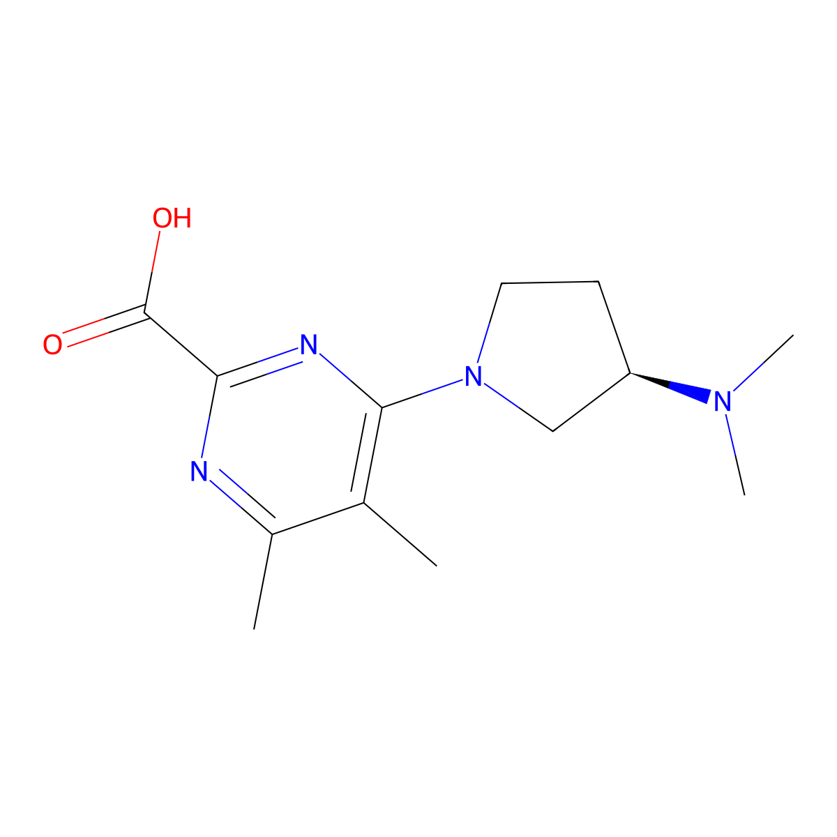 4-[(3R)-3-(dimethylamino)pyrrolidin-1-yl]-5,6-dimethylpyrimidine-2-carboxylic acid molecular structure, CAS 2375248-20-5