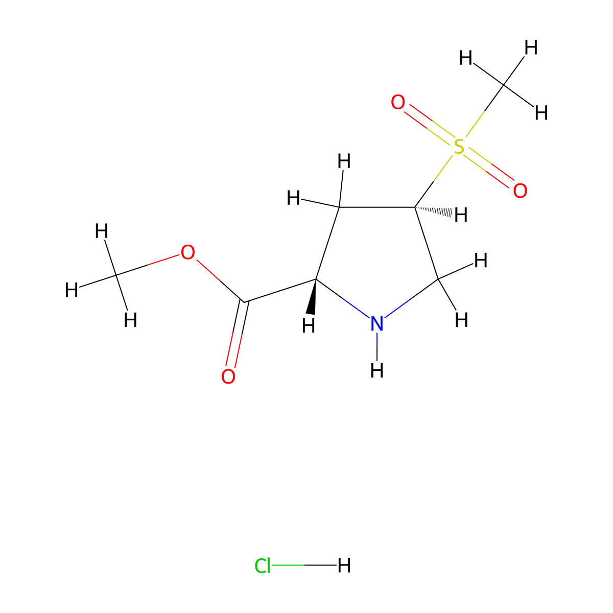 methyl (2S,4R)-4-methanesulfonylpyrrolidine-2-carboxylate hydrochloride molecular structure, CAS 2375248-23-8