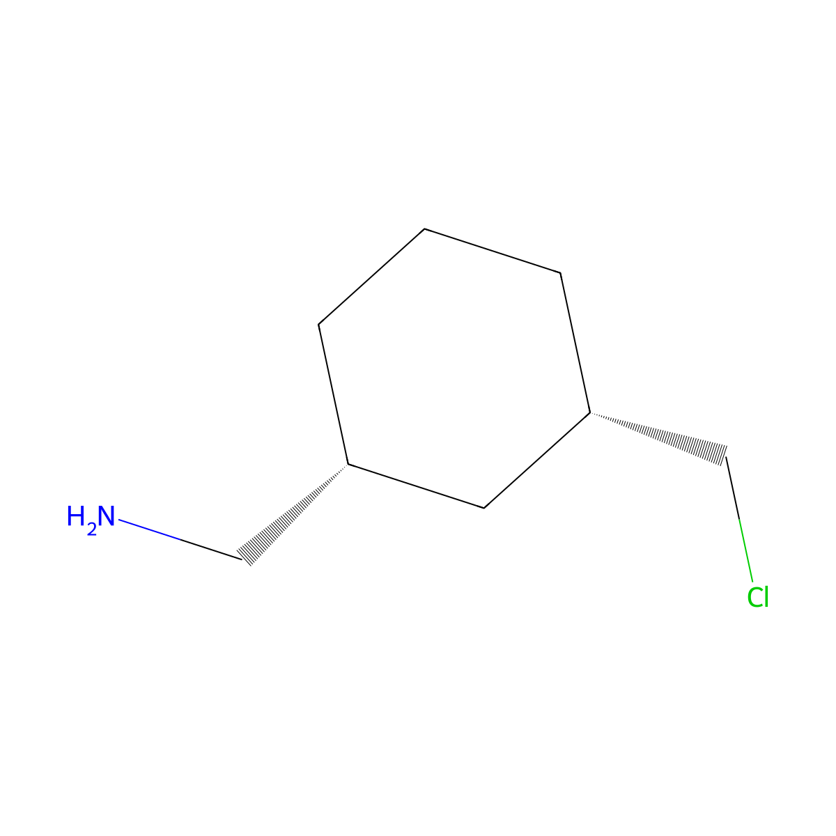 rac-1-[(1R,3S)-3-(chloromethyl)cyclohexyl]methanamine molecular structure, CAS 2375248-33-0