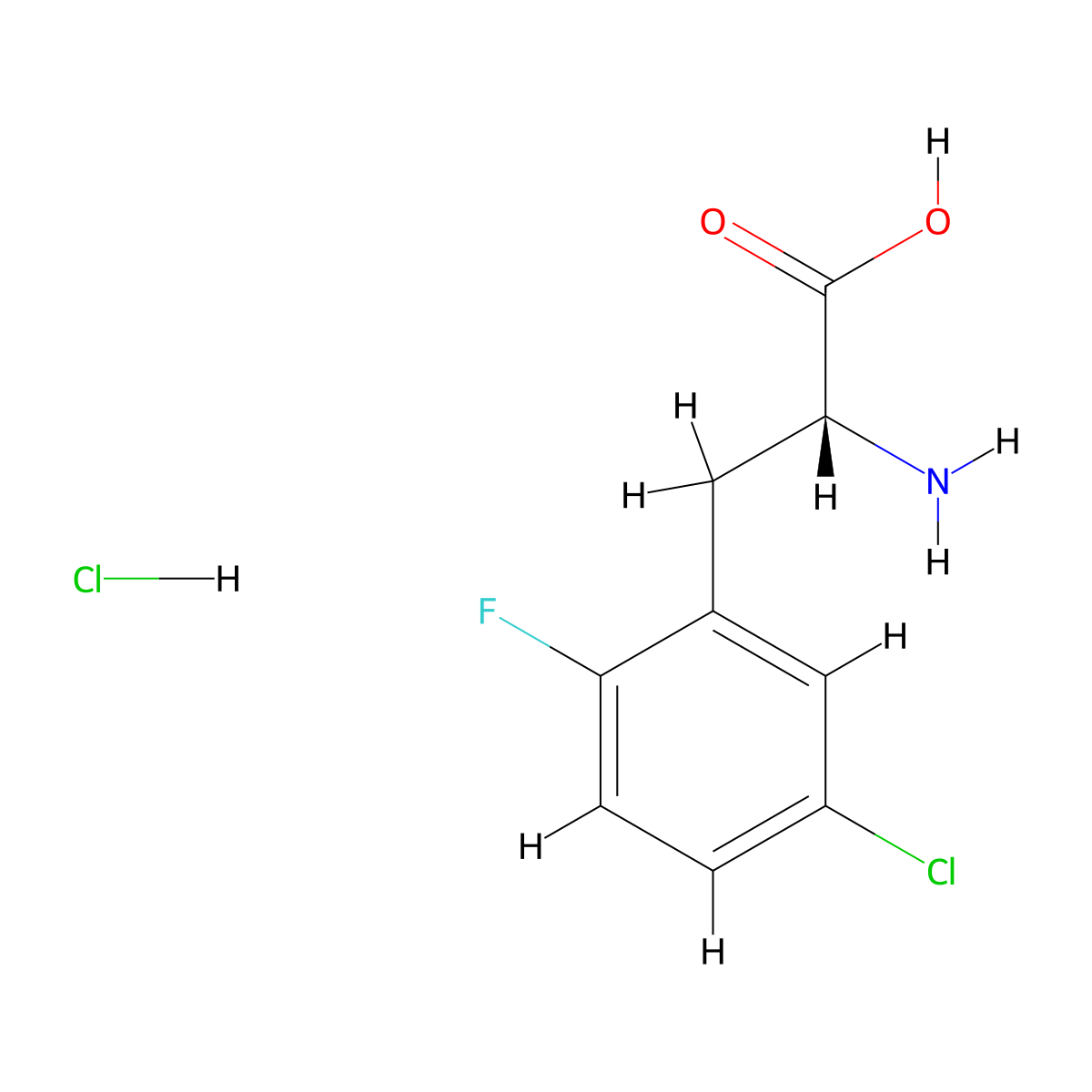 (2R)-2-amino-3-(5-chloro-2-fluorophenyl)propanoic acid hydrochloride molecular structure, CAS 2375248-37-4