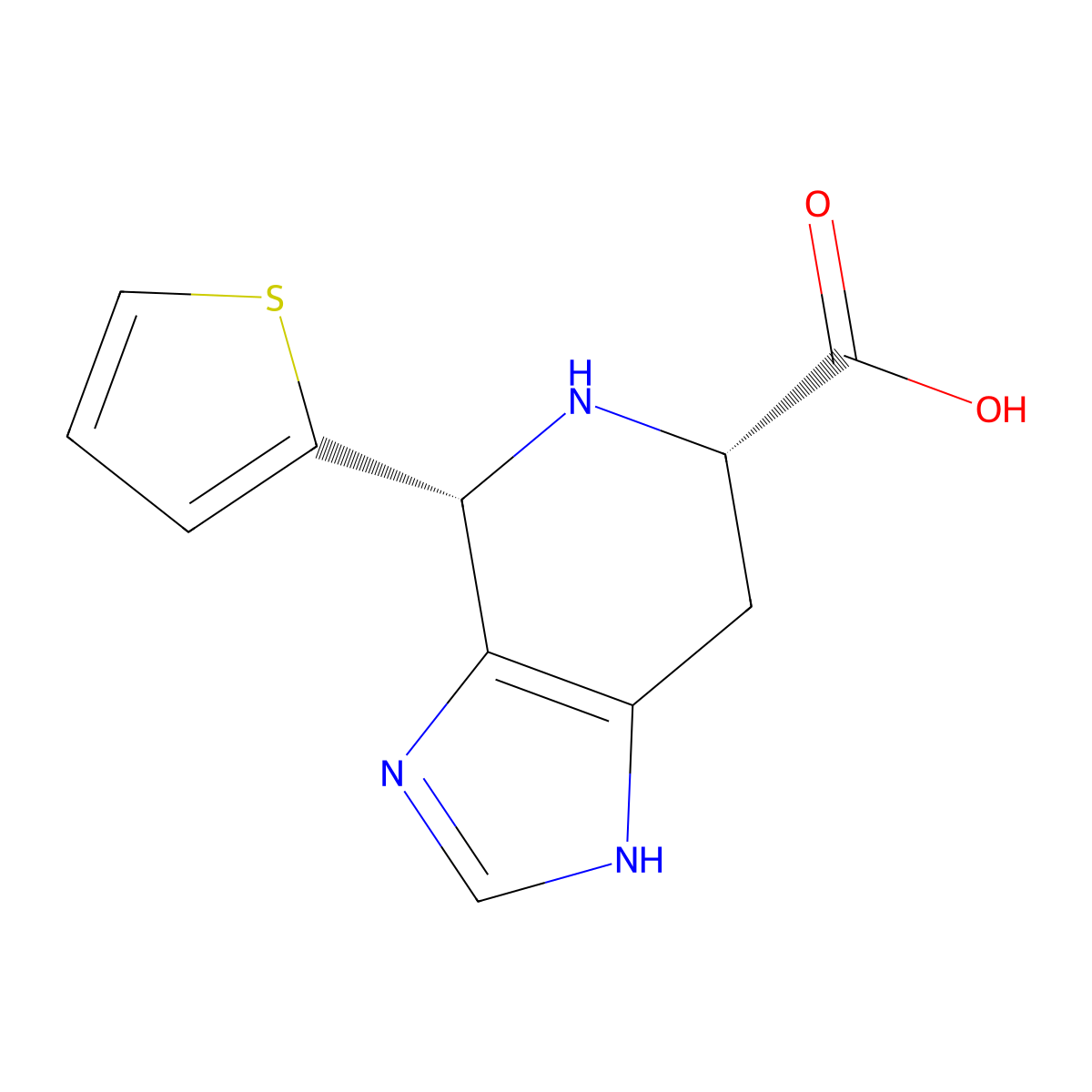 rac-(4R,6S)-4-(thiophen-2-yl)-1H,4H,5H,6H,7H-imidazo(4,5-c)pyridine-6-carboxylic acid molecular structure, CAS 2375248-38-5