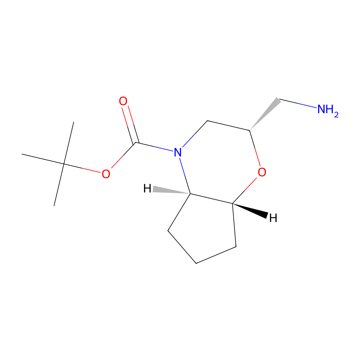 rac-tert-butyl (2R,4aS,7aS)-2-(aminomethyl)-octahydrocyclopenta[b][1,4]oxazine-4-carboxylate molecular structure, CAS 2375248-57-8
