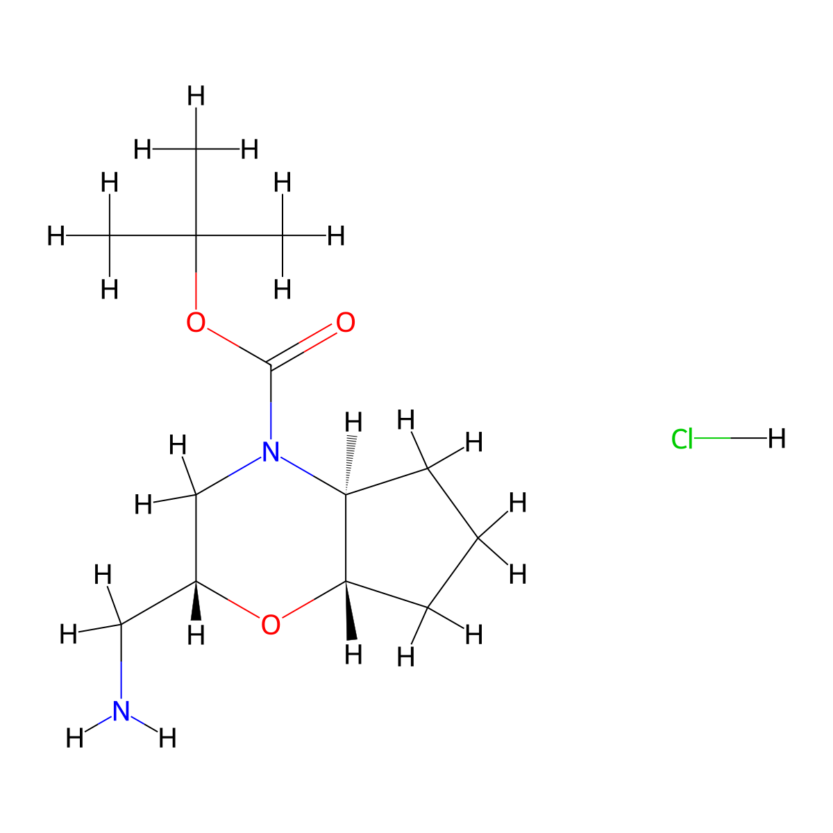 rac-tert-butyl (2R,4aS,7aS)-2-(aminomethyl)-octahydrocyclopenta(b)morpholine-4-carboxylate hydrochloride molecular structure, CAS 2375248-58-9