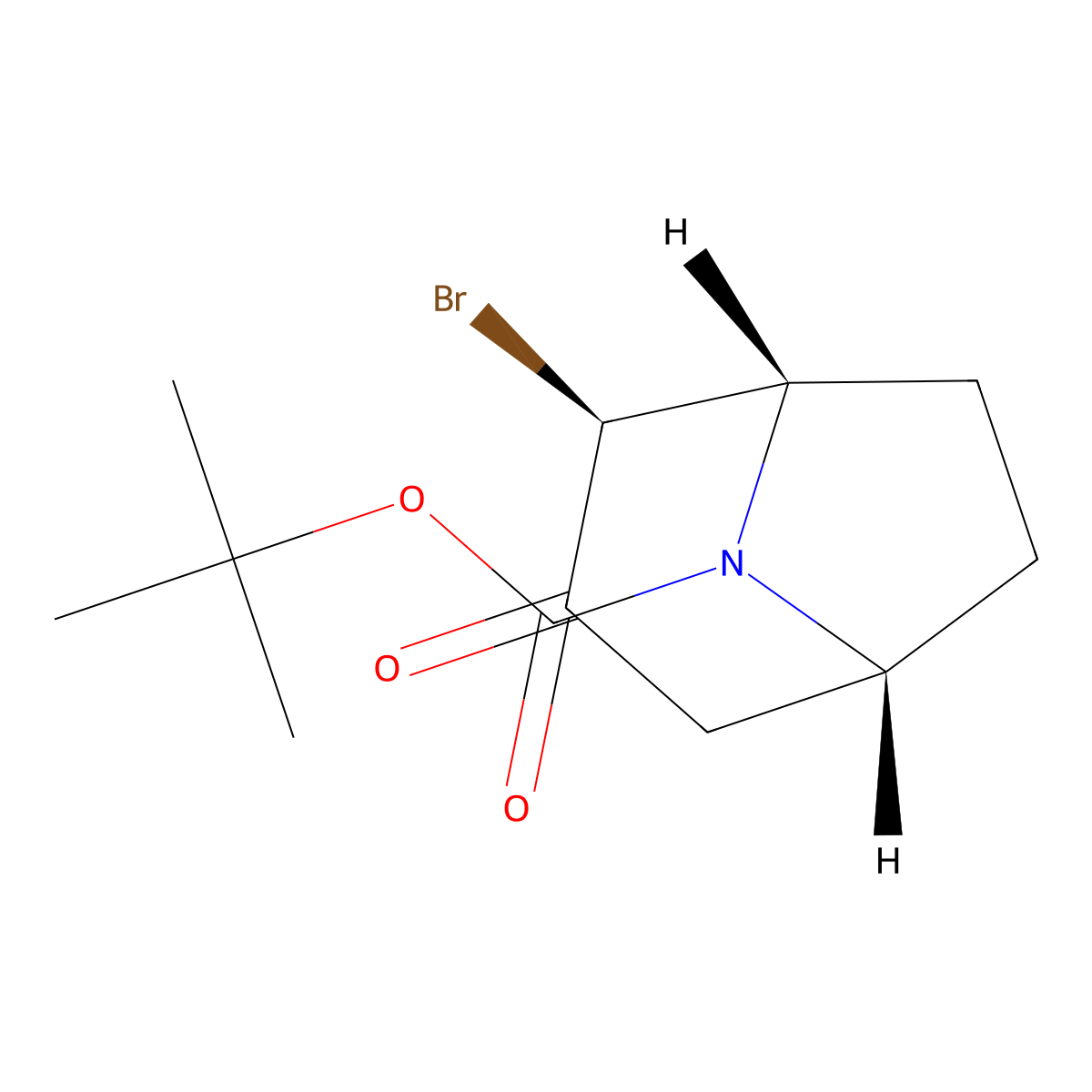 rac-tert-butyl (1R,2R,5S)-2-bromo-3-oxo-8-azabicyclo(3.2.1)octane-8-carboxylate molecular structure, CAS 2375248-86-3