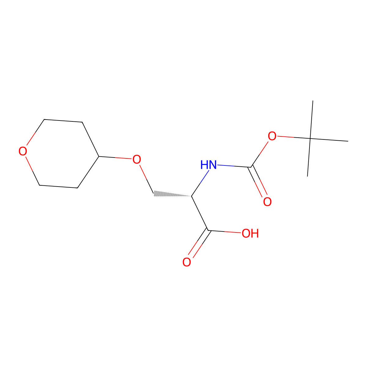 (2S)-2-(((tert-butoxy)carbonyl)amino)-3-(oxan-4-yloxy)propanoic acid molecular structure, CAS 2375248-87-4
