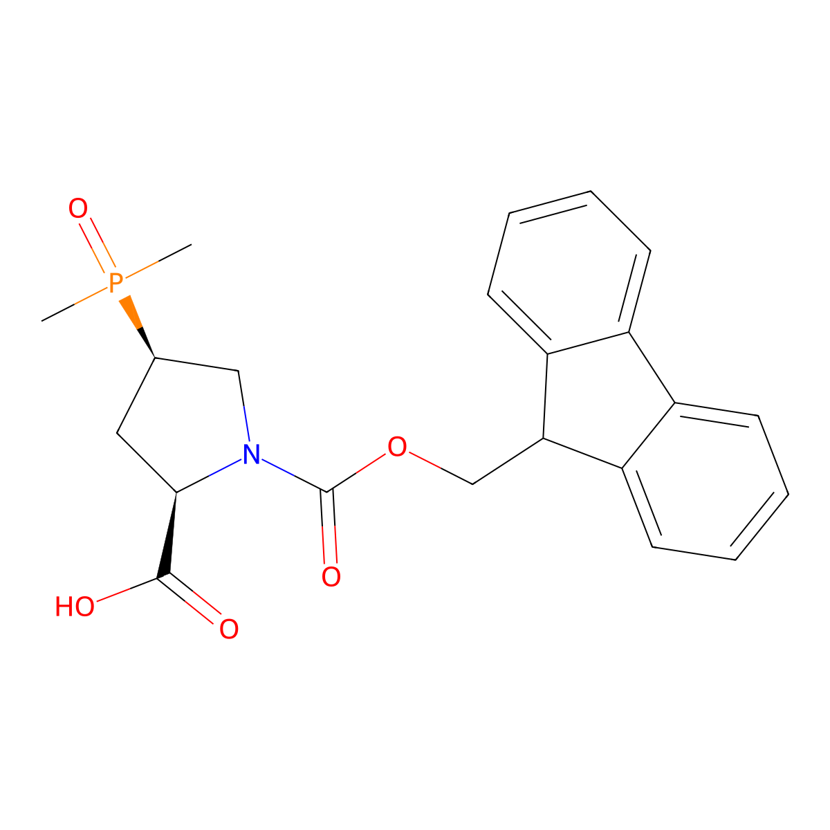 rac-(2R,4R)-4-(dimethylphosphoryl)-1-{[(9H-fluoren-9-yl)methoxy]carbonyl}pyrrolidine-2-carboxylic acid molecular structure, CAS 2375248-90-9