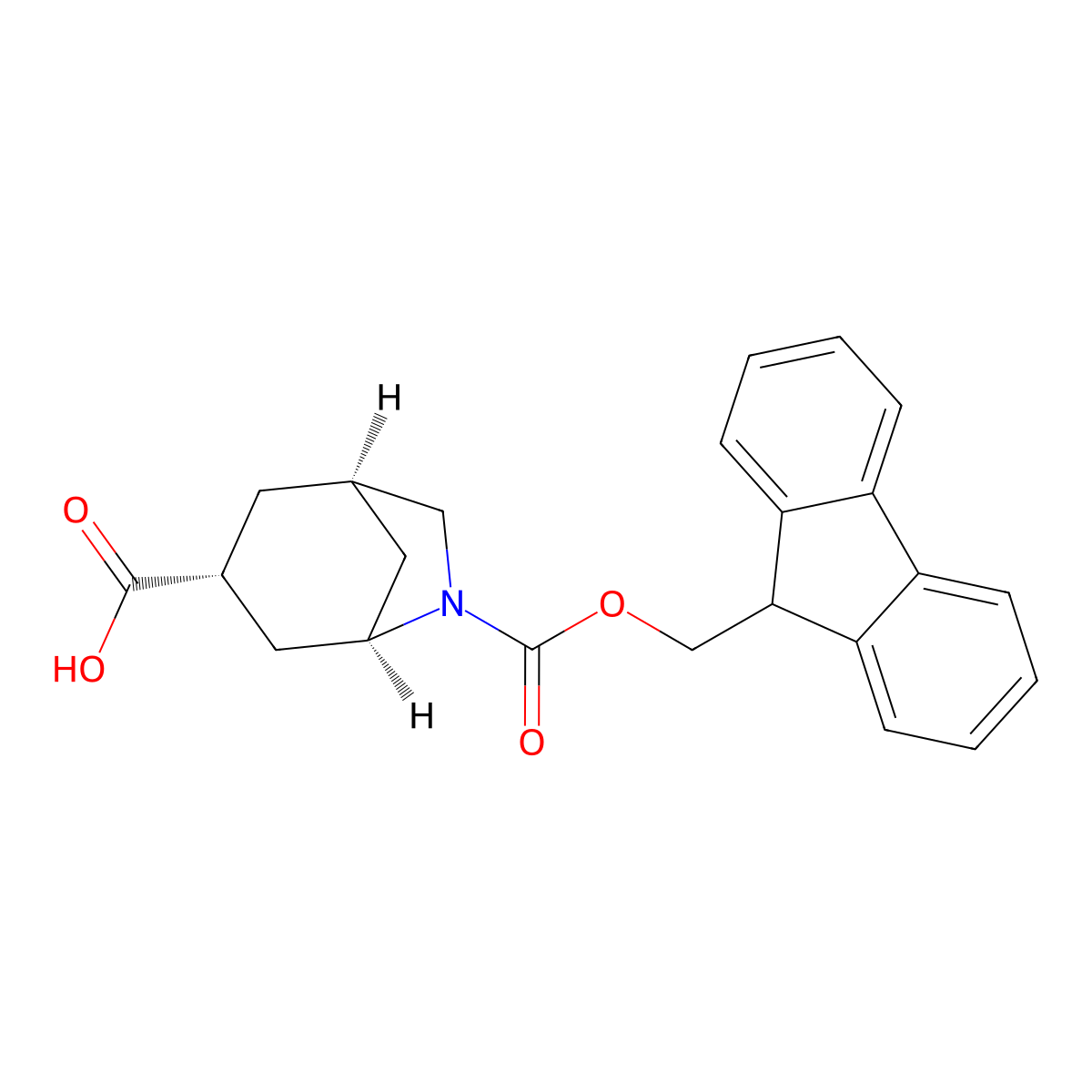 rac-(1R,3R,5R)-6-{[(9H-fluoren-9-yl)methoxy]carbonyl}-6-azabicyclo[3.2.1]octane-3-carboxylicacid,exo molecular structure, CAS 2375248-95-4