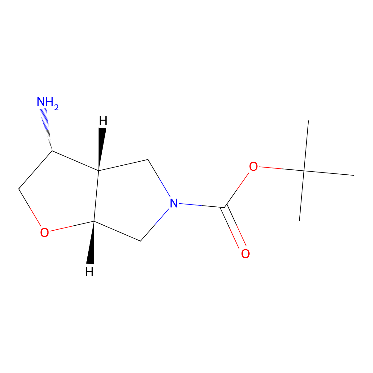 rac-tert-butyl(3R,3aS,6aR)-3-amino-hexahydro-2H-furo[2,3-c]pyrrole-5-carboxylate molecular structure, CAS 2375249-03-7