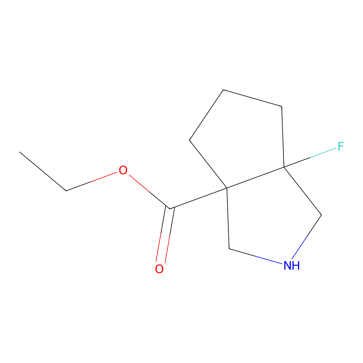 Ethyl (3aR,6aS)-6a-fluorohexahydrocyclopenta[c]pyrrole-3a(1H)-carboxylate molecular structure, CAS 2375249-32-2