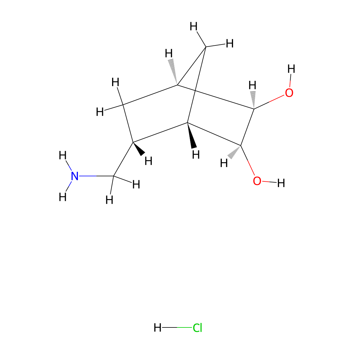 (1S,2R,3S,4S,5R)-5-(Aminomethyl)bicyclo[2.2.1]heptane-2,3-diol;hydrochloride molecular structure, CAS 2375249-34-4