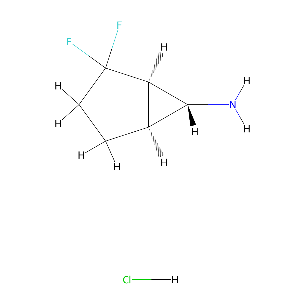 rac-(1R,5S,6R)-2,2-difluorobicyclo(3.1.0)hexan-6-amine hydrochloride molecular structure, CAS 2375249-40-2