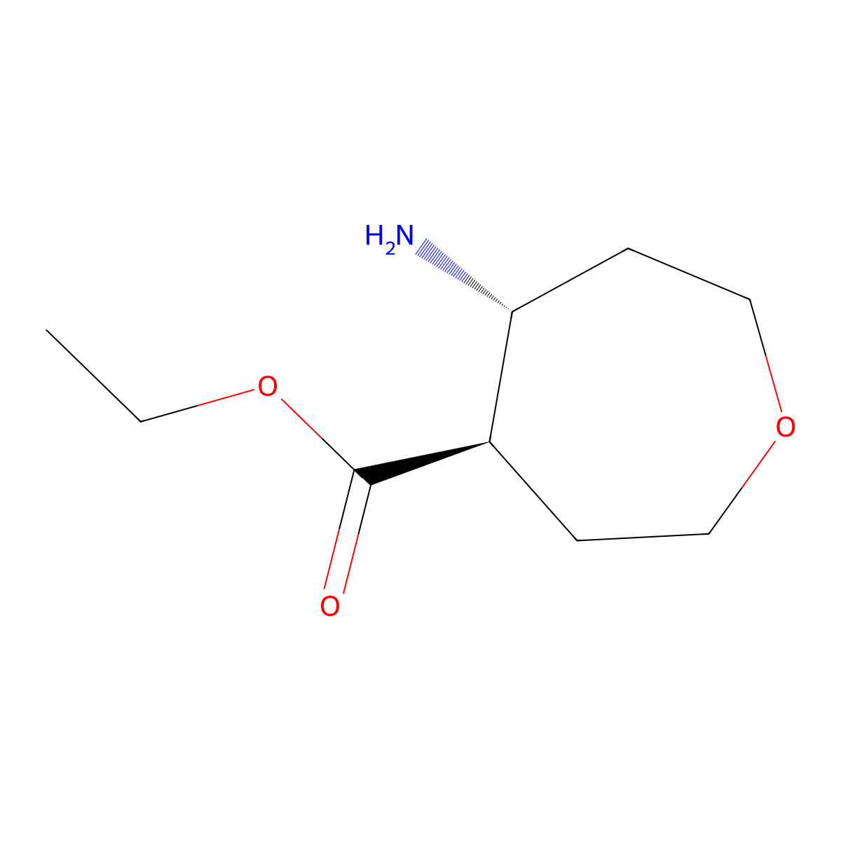 rac-ethyl (4R,5R)-5-aminooxepane-4-carboxylate molecular structure, CAS 2375249-47-9
