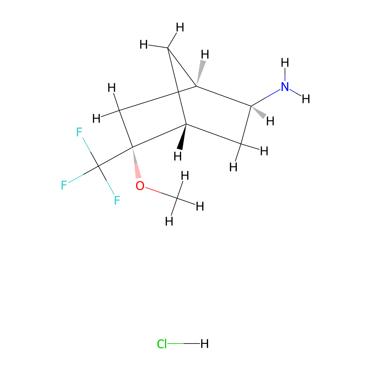 rac-(1R,2S,4R,5R)-5-methoxy-5-(trifluoromethyl)bicyclo[2.2.1]heptan-2-aminehydrochloride molecular structure, CAS 2375250-32-9