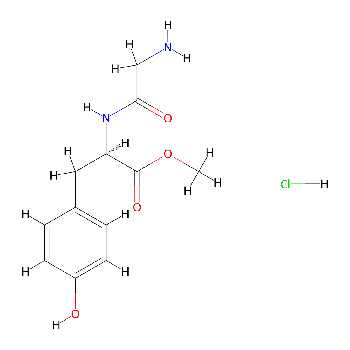 methyl (2R)-2-(2-aminoacetamido)-3-(4-hydroxyphenyl)propanoate hydrochloride molecular structure, CAS 2375250-57-8