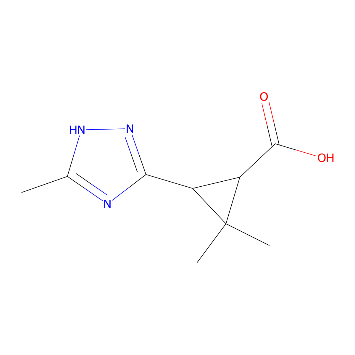 rac-(1R,3S)-2,2-dimethyl-3-(5-methyl-1H-1,2,4-triazol-3-yl)cyclopropane-1-carboxylic acid molecular structure, CAS 2375250-60-3