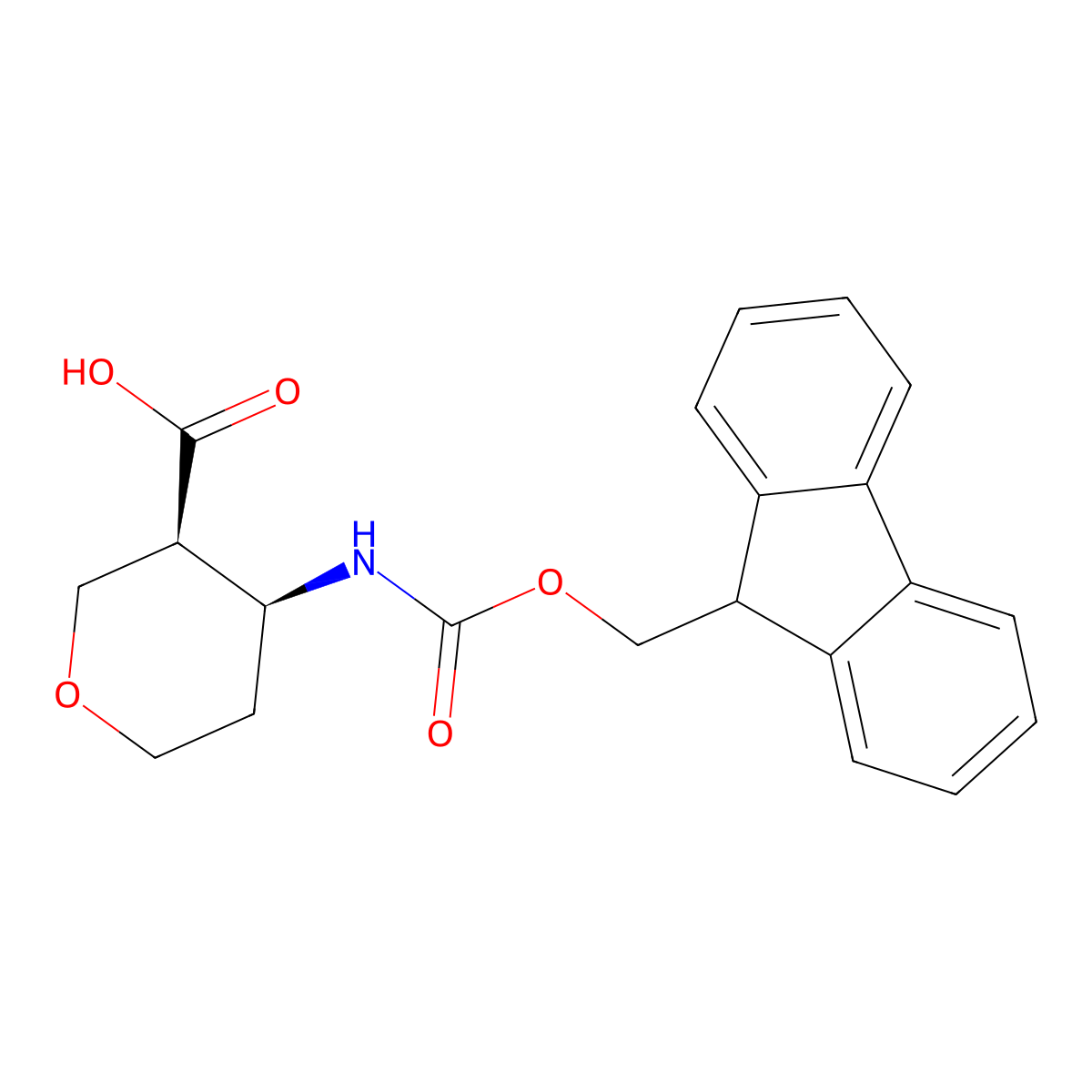 rac-(3R,4R)-4-({[(9H-fluoren-9-yl)methoxy]carbonyl}amino)oxane-3-carboxylicacid,cis molecular structure, CAS 2375250-62-5