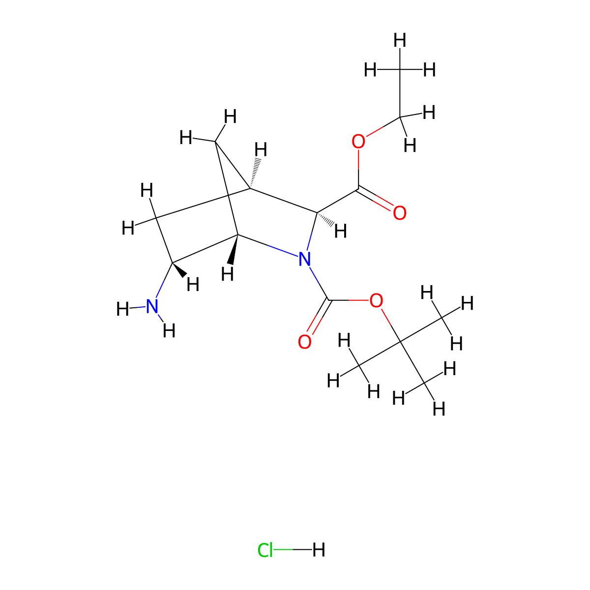 rac-2-tert-butyl3-ethyl(1R,3R,4R,6S)-6-amino-2-azabicyclo[2.2.1]heptane-2,3-dicarboxylatehydrochloride molecular structure, CAS 2375250-66-9