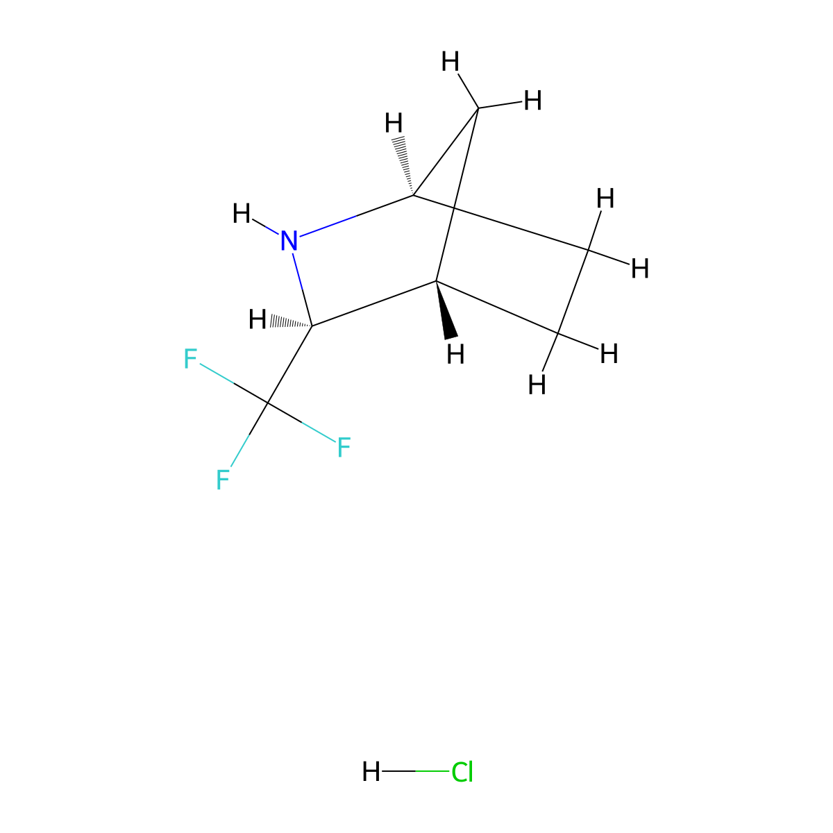 (1R,3S,4S)-3-(trifluoromethyl)-2-azabicyclo(2.2.1)heptane hydrochloride molecular structure, CAS 2375250-78-3