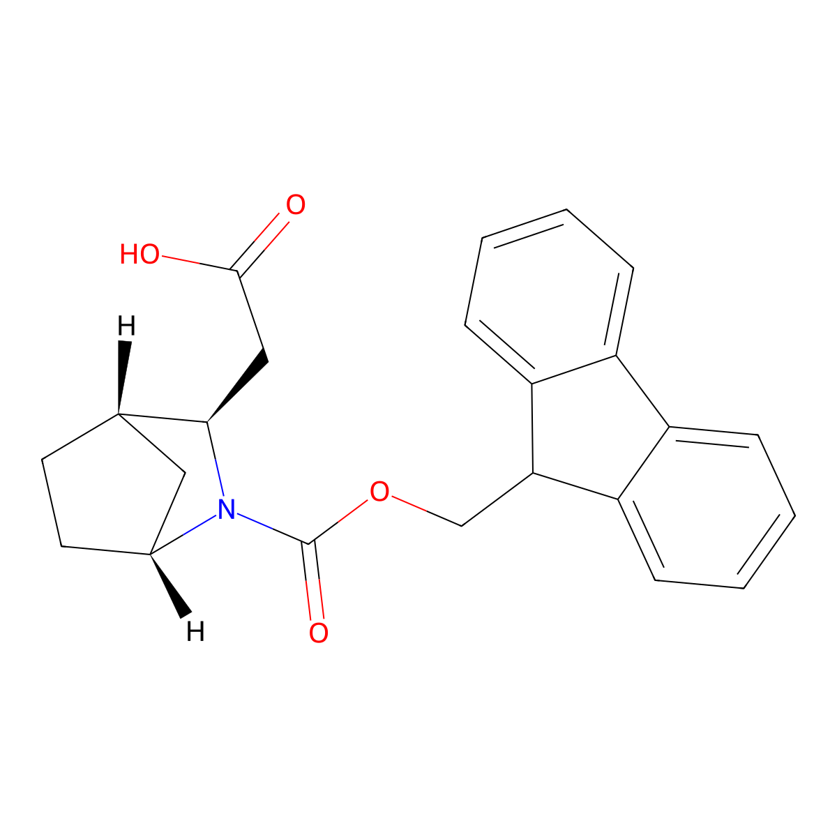 2-((1R,3R,4S)-2-(((9H-fluoren-9-yl)methoxy)carbonyl)-2-azabicyclo(2.2.1)heptan-3-yl)acetic acid molecular structure, CAS 2375250-87-4
