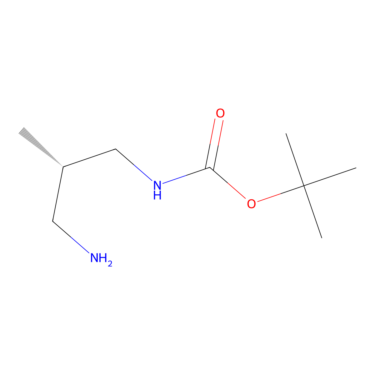 tert-butyl N-((2S)-3-amino-2-methylpropyl)carbamate molecular structure, CAS 2375250-88-5