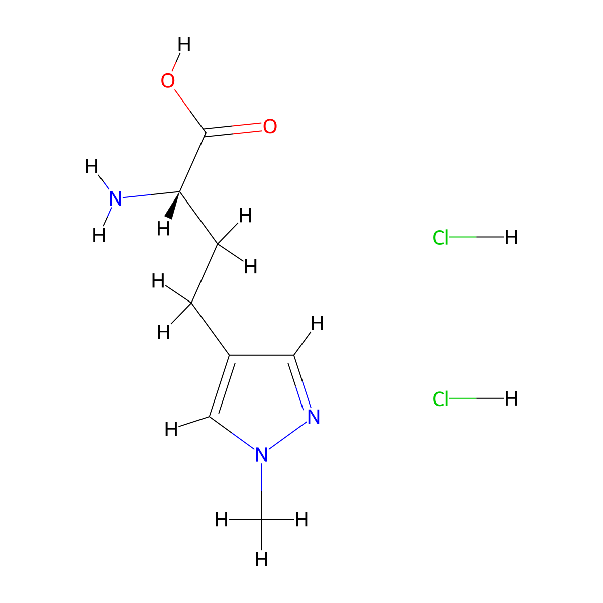 (2S)-2-Amino-4-(1-methylpyrazol-4-yl)butanoic acid;dihydrochloride molecular structure, CAS 2375250-97-6