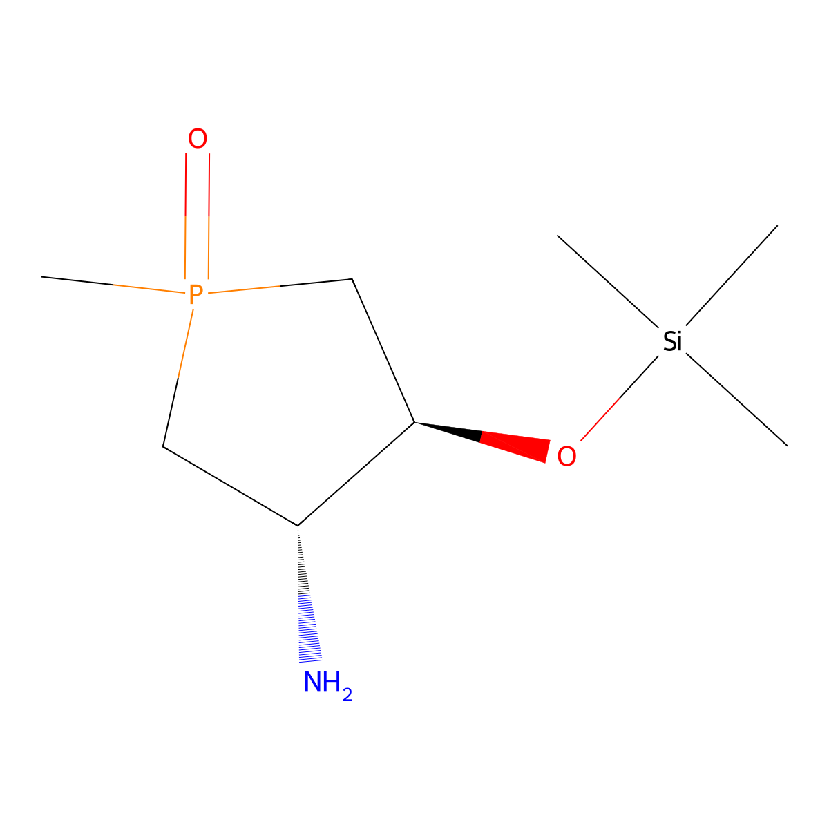 rac-(3R,4R)-3-amino-1-methyl-4-[(trimethylsilyl)oxy]-1lambda5-phospholan-1-one molecular structure, CAS 2375254-59-2