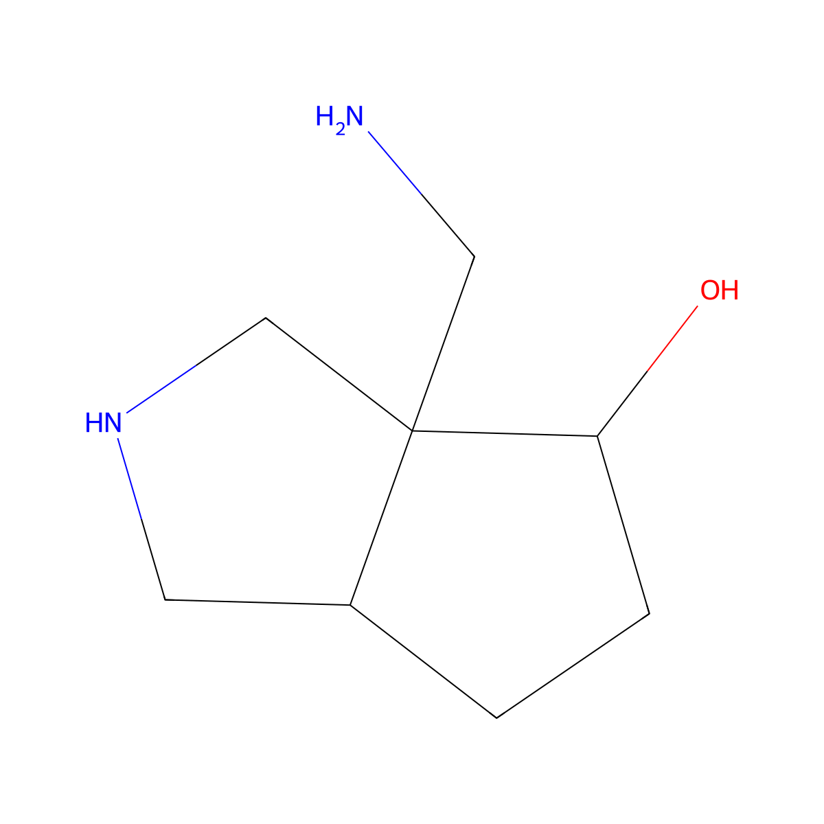 rac-(3aR,6aR)-3a-(aminomethyl)-octahydrocyclopenta[c]pyrrol-4-ol molecular structure, CAS 2375254-67-2