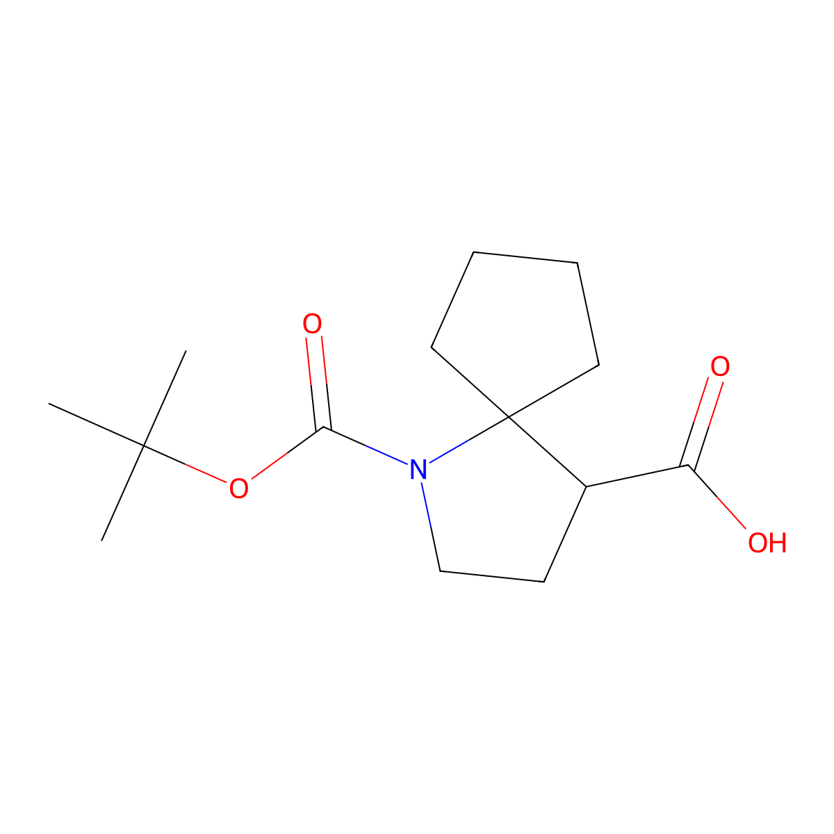 1-[(Tert-butoxy)carbonyl]-1-azaspiro[4.4]nonane-4-carboxylic acid molecular structure, CAS 2375258-68-5