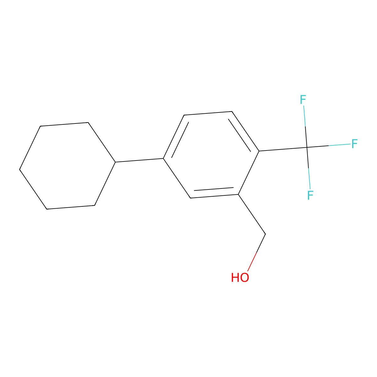 (5-Cyclohexyl-2-(trifluoromethyl)phenyl)methanol molecular structure, CAS 2375258-75-4