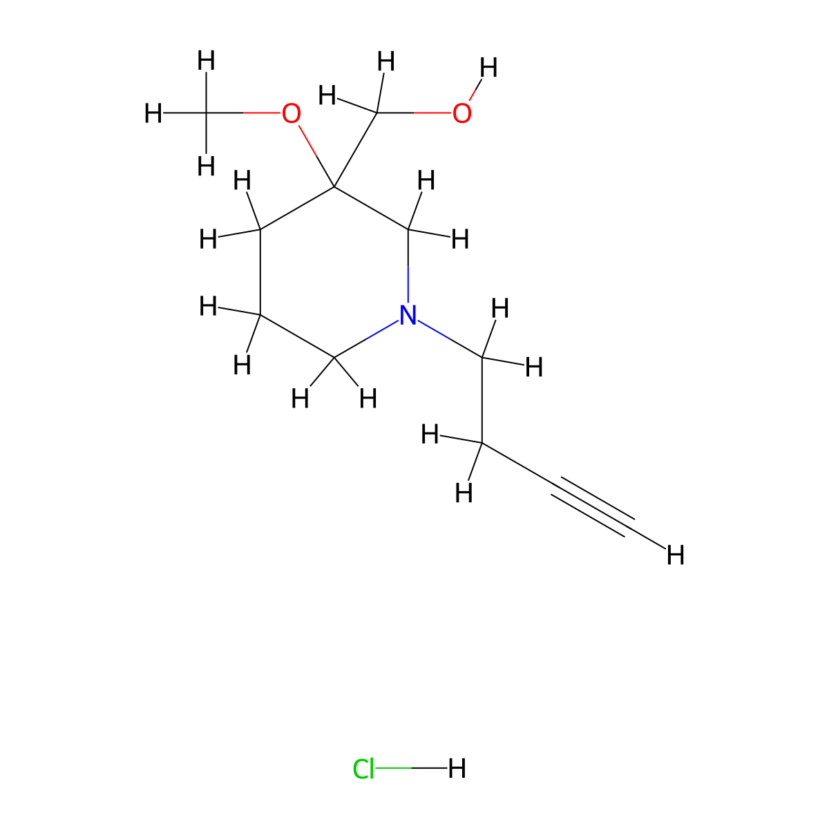 (1-(But-3-yn-1-yl)-3-methoxypiperidin-3-yl)methanol hydrochloride molecular structure, CAS 2375258-76-5
