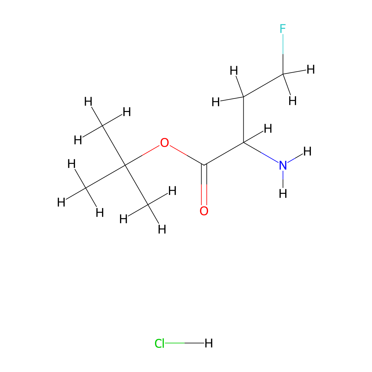 Tert-butyl 2-amino-4-fluorobutanoate hydrochloride molecular structure, CAS 2375258-78-7
