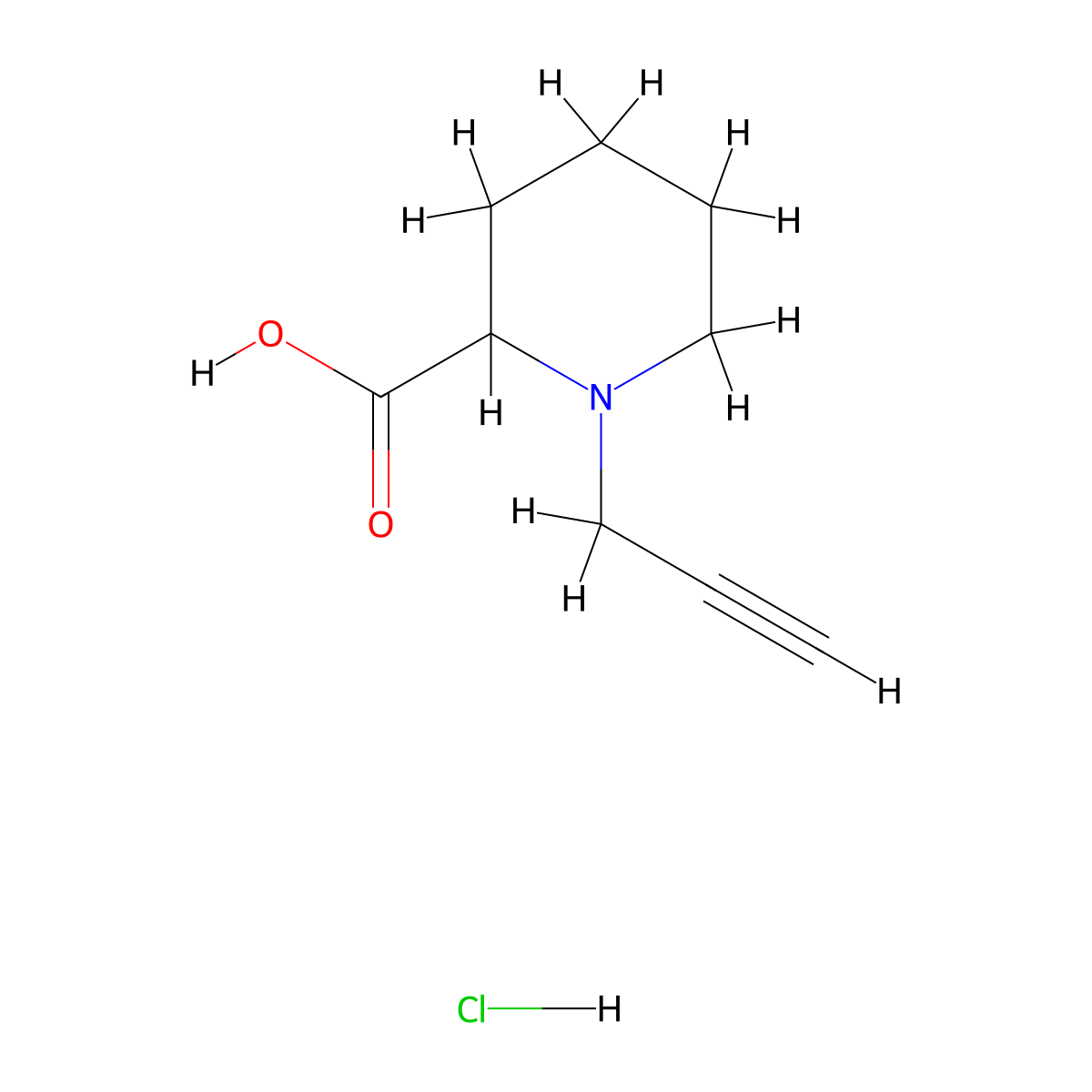 1-Prop-2-ynylpiperidine-2-carboxylic acid;hydrochloride molecular structure, CAS 2375258-81-2