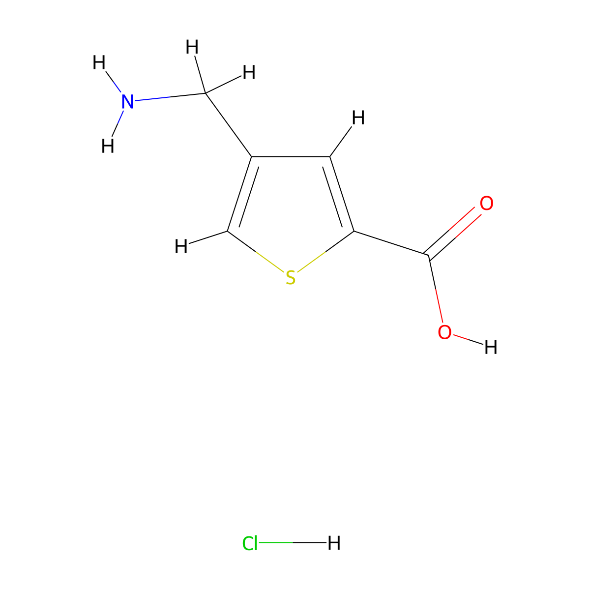 4-(Aminomethyl)thiophene-2-carboxylic acid hydrochloride molecular structure, CAS 2375258-82-3