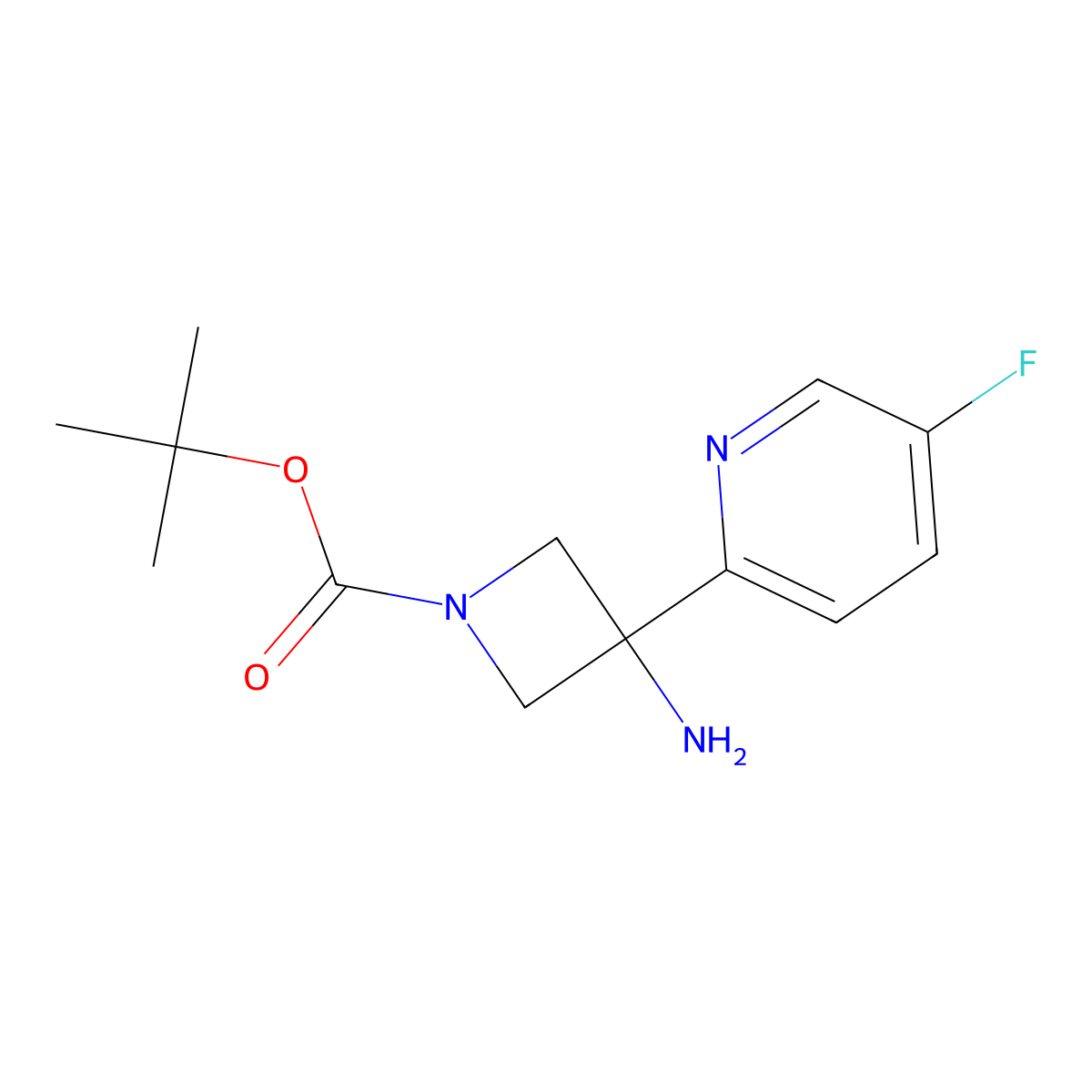 Tert-butyl 3-amino-3-(5-fluoropyridin-2-yl)azetidine-1-carboxylate molecular structure, CAS 2375258-89-0